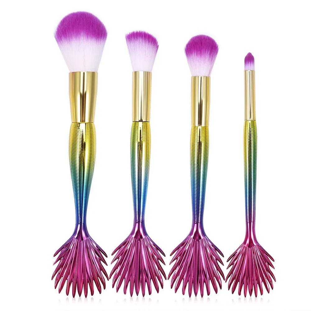 

FishTail Makeup Brush Set Blending Powder Contour Concealer Blush Base Foundation Eye Shadow Brushes Beauty Cosmetics Tools 4Pcs
