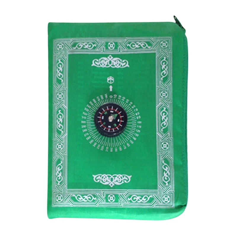 Мусульманский молитвенный коврик, полиэстер, портативный плетеный коврик, просто принт с компасом в сумке, для путешествий, дома, стиль, коврик, одеяло, новинка - Цвет: RZ1426QG