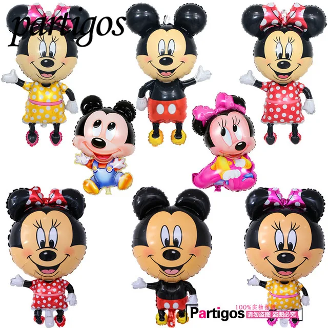

50Pcs Red Bowknot Cut Minnie Mickey Mouse Aluminum Helium Balloons Birthday Party Supplies Decoration Foil Globos Kids Toys