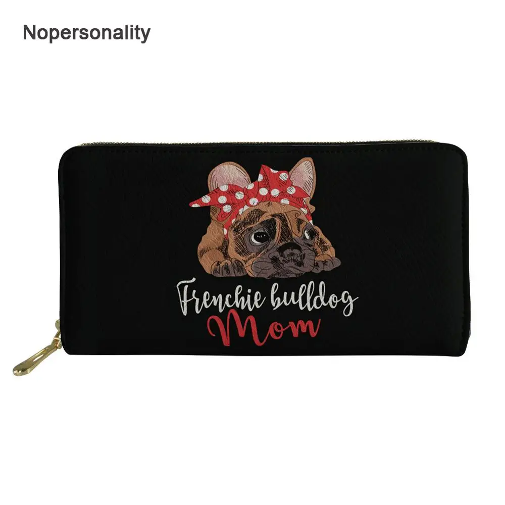 

Nopersonality Black Puppy Pug French Bulldog Print Women Wallets Cute Female Ladies Leather Credit Card Holders Long Coin Purse
