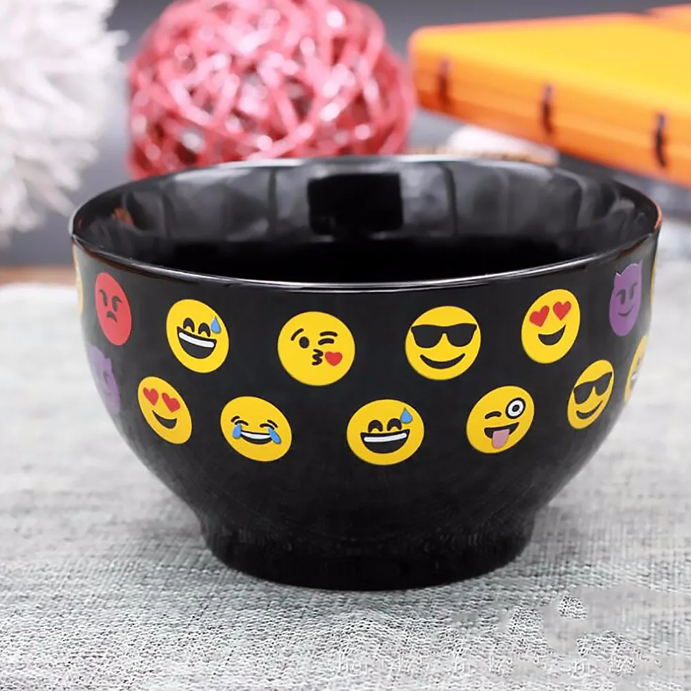 Emoji Style Pattern Ceramic Bowl Also can be a Salad Bowl W05in Bowls