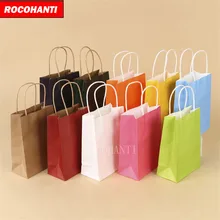 100 шт. ROCOHANTI бренд таможня напечатала подарок крафт Бумага сумки/хозяйственная сумка/мешок для упаковки с FedEx быстрая Экспресс