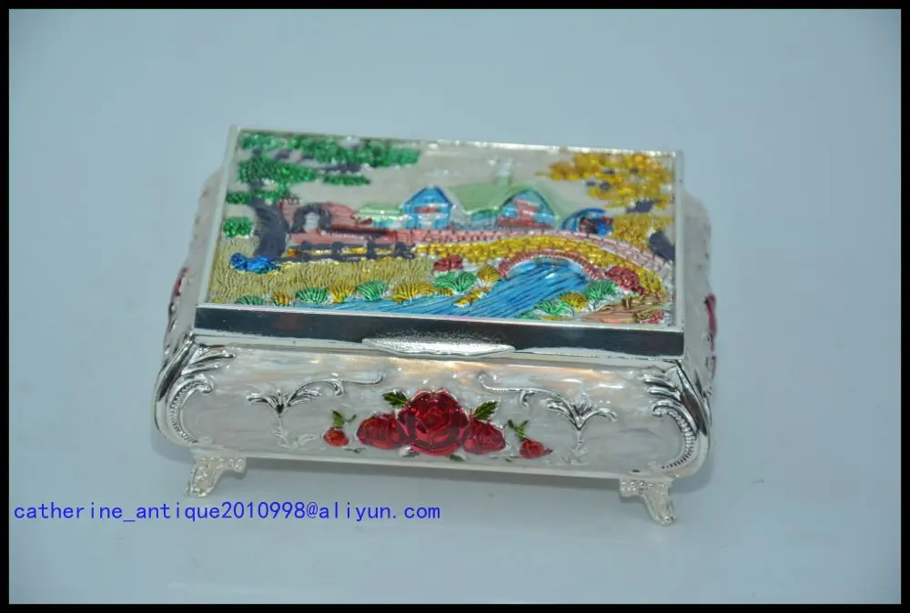 Старинная китайская коробка для ювелирных изделий из серебра и перегородки