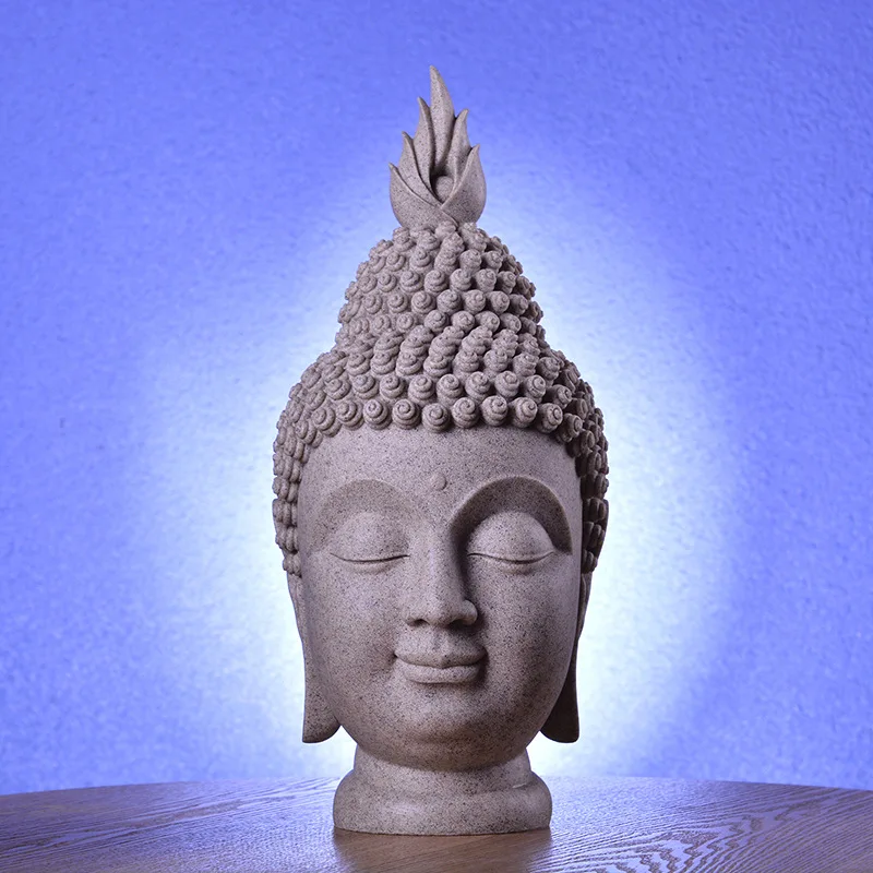 VILEAD 15,7 ''песчаник китайская статуя головы Будды Thiland статуя головы Будды Fengshui Статуэтка буддизм скульптуры домашний декор