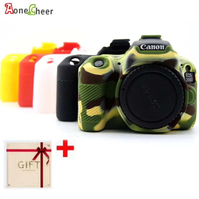 Мягкий силиконовый чехол для камеры Canon EOS 200D Bubber защитный корпуса с ручкой