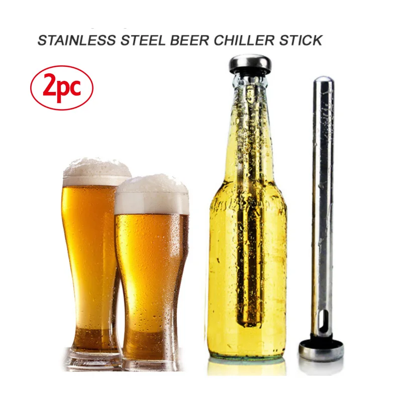 

2pcs/set Stainless Steel Beer Chiller Stick Beer Cooler Wiskey Wine Cooler Cooling Rods Bar Ice stick Barware Kitchen Tools