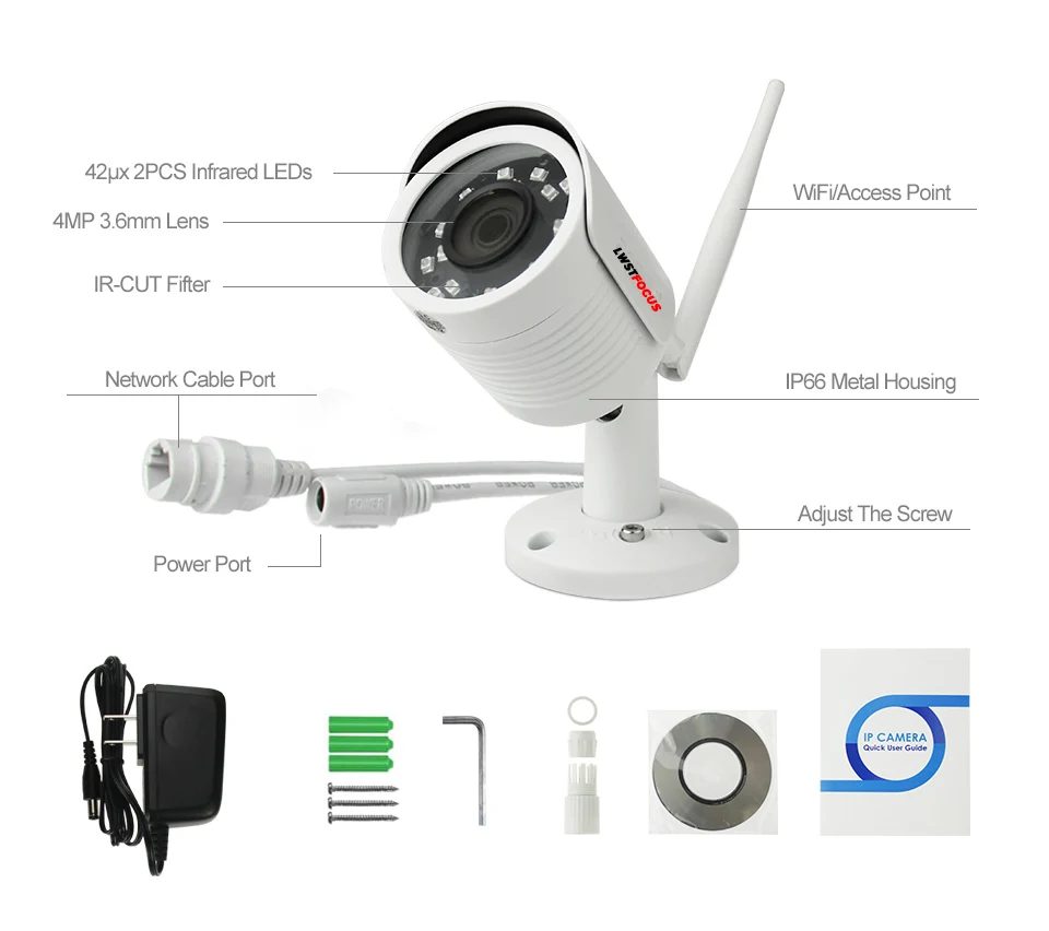 LWSTFOCUS наружная водостойкая ip камера Wifi 4MP Onvif г 2 4G IP Cam беспроводная безопасности