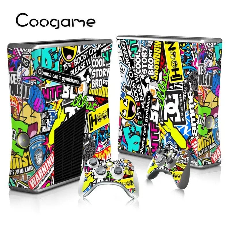 Stickerbumb Custom Sticker For Microsoft Xbox 360 Slim Console & 2 Pads For X box 360slim