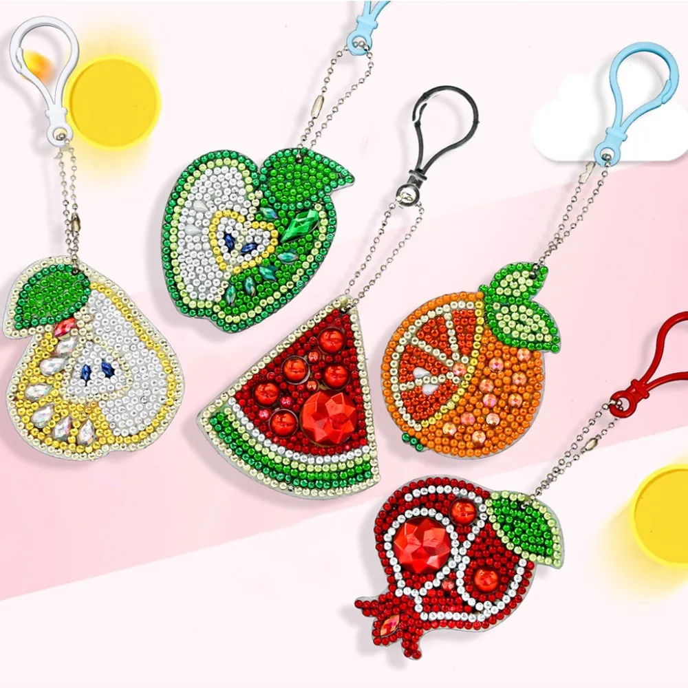 

DIY Full Special Shaped Diamond Painting Heart Russian Cartoon Keyring Keychains Cross Stitch Embroidery Women Bag Key Chain