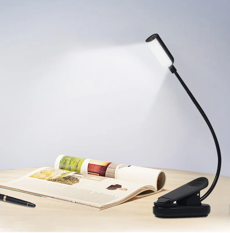 USB Перезаряжаемый светодиодный светильник для книг, гибкая лампа для книг, сгибаемый зажим на стол, стол, светильник для чтения, для ноутбука, компьютера