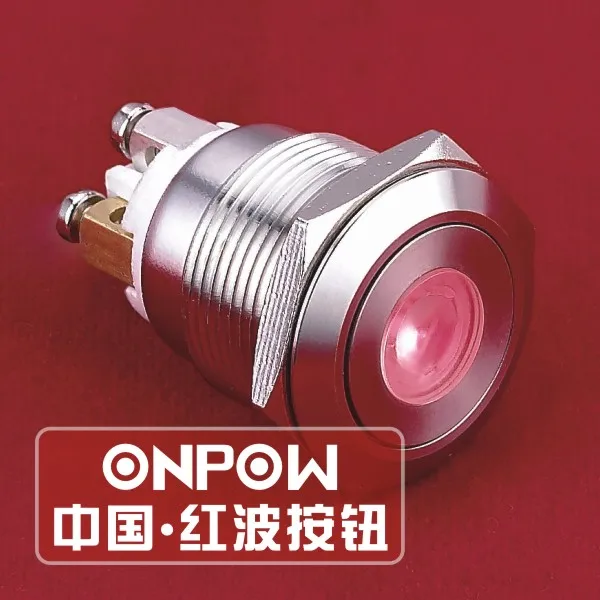 

ONPOW 19mm Red Dot illuminated Momentary Waterproof IP65 Stainless steel Push Button Switch (GQ19F-10D/R/12V/S)