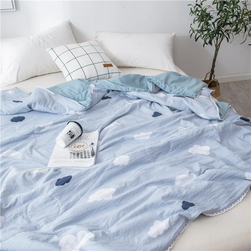 Весенне-летнее мягкое одеяло с кружевом, теплое одеяло с реактивной печатью, односпальная двуспальная кровать, механическая стирка, одеяло для детей и взрослых