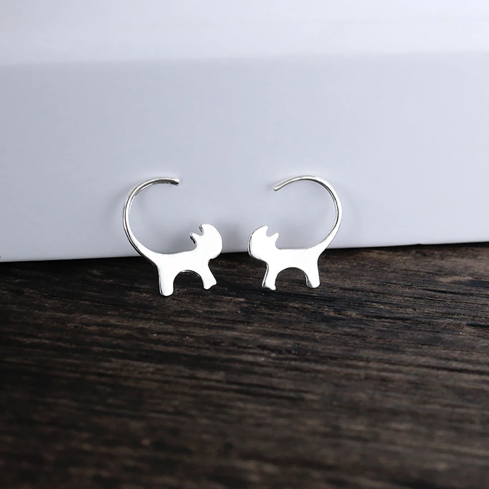 Bls-miracle New !Fashion Jewelry Accessories Silver Lovely Cat Earrings Best Gift For Women Girl Wholesale E076 - Image 4