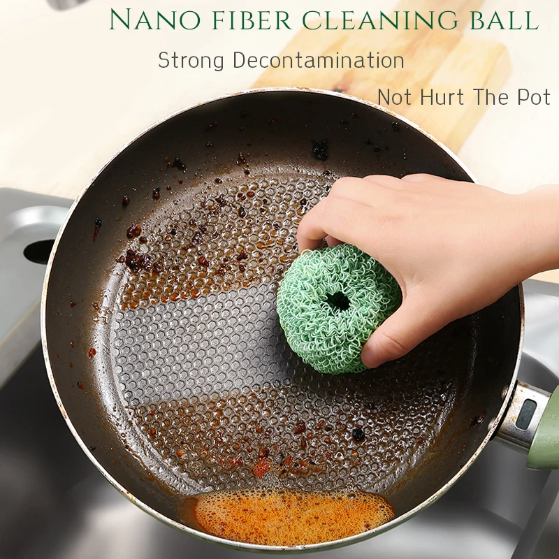 Нано чистящий шар Волшебная кухонная Чистящая щетка Нано волокна не стальной шар с подвеской не повредит горшок