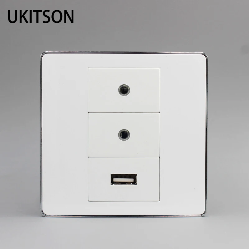 Silver Edge 3.15+3.15 Audio Jack +USB2.0 Wall Outlet pic 1
