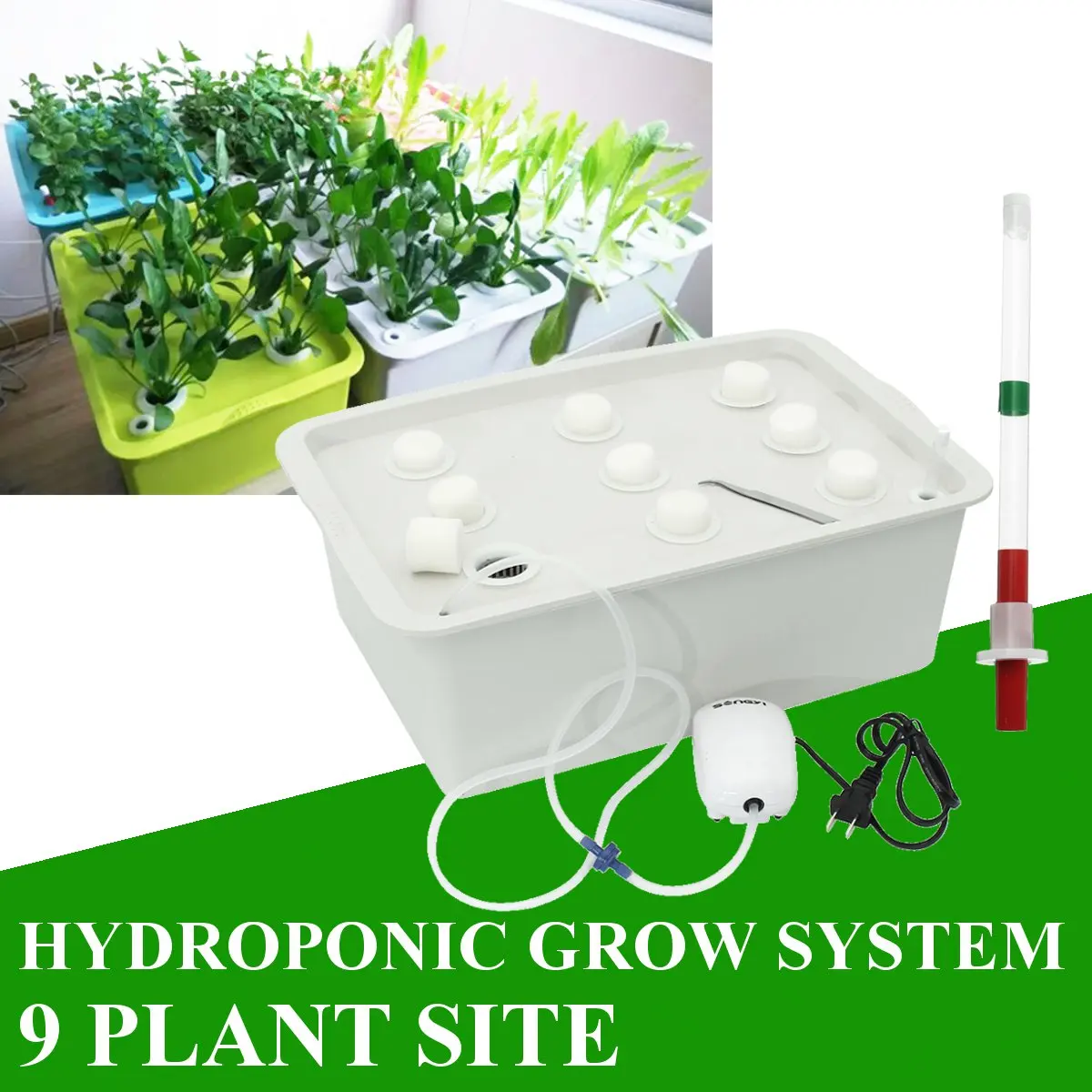 

9 Holes Plant Hydroponic kit Garden Pots Planters System Indoor Cabinet Soilless Cultivation Box Seedling Grow Kit Nursery Pots