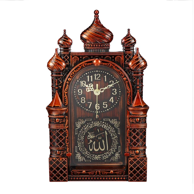 Masjid Mosque Design Islamic Wall Clock Retro Silent Hanging Clock Home
