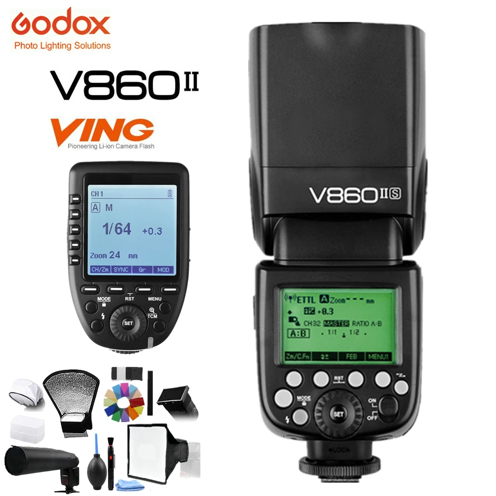 

Godox V860II-S V860II S X1T-S Trigger XPro-S Transmitter 2.4G TTL HSS Camera Flash Speedlite for Sony A7II A7RII A6300 A6500