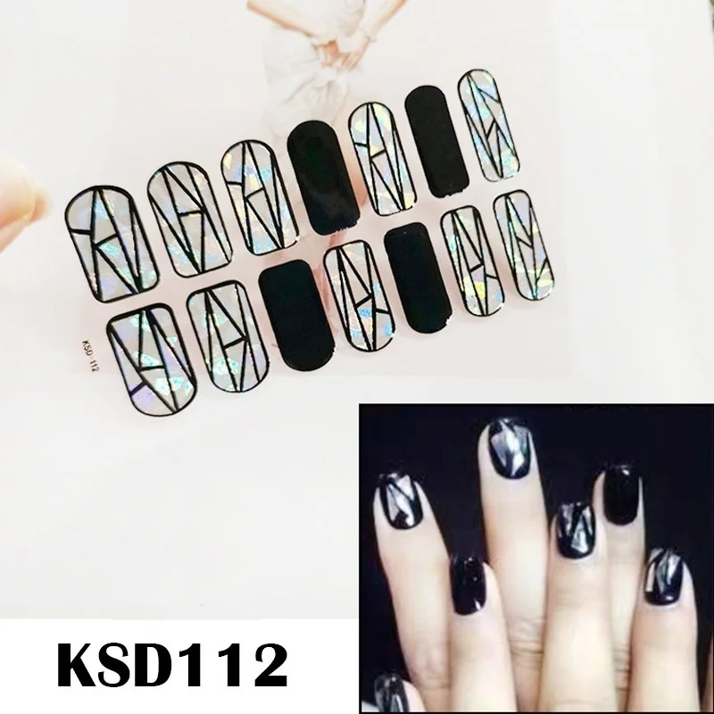 Леди KINDOM DIY стикеры 3D на ногти Nail Art Лазерная целлофановая блестки накладные ногти водонепроницаемый дизайн ногтей экологическая фольга для обертывания ногтей - Цвет: KSD112