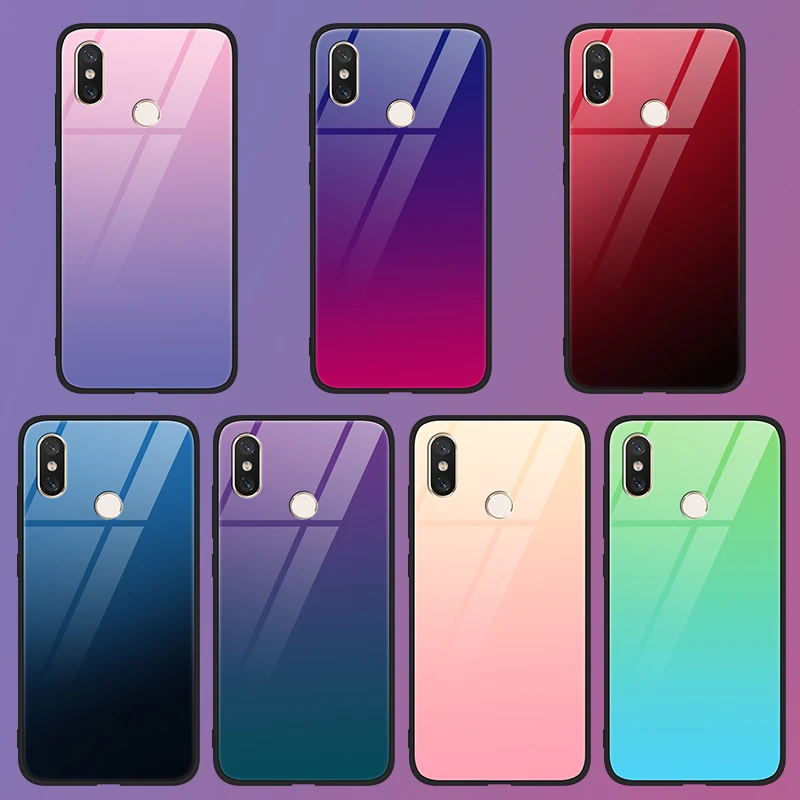 

Tempered Glass Colorful Case For Xiaomi Redmi Note 7 S2 5 Plus 6 Pro Mi 9 8 Lite SE Explorer 5 5S 6 A2 6X Mix 2 2S Max 3 Cases