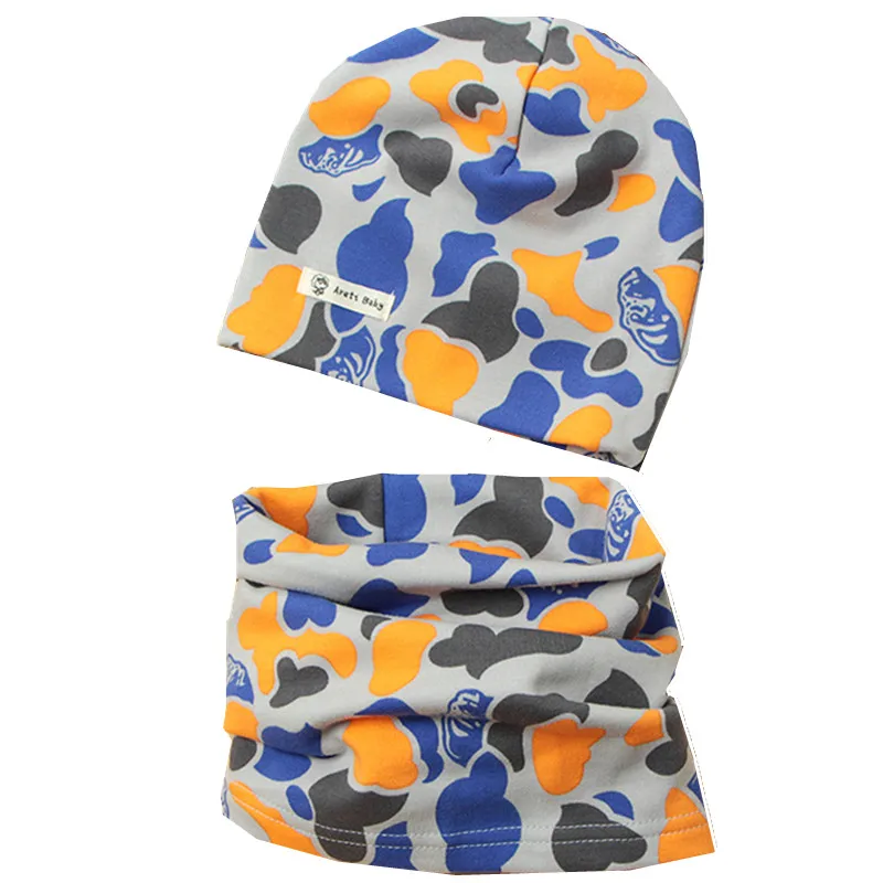 New 2019 Spring Autumn Winter Girls hat scarf set Cartoon Style Baby hat Children Hat Scarf-Collar set Cotton Kids Boys Hat Set