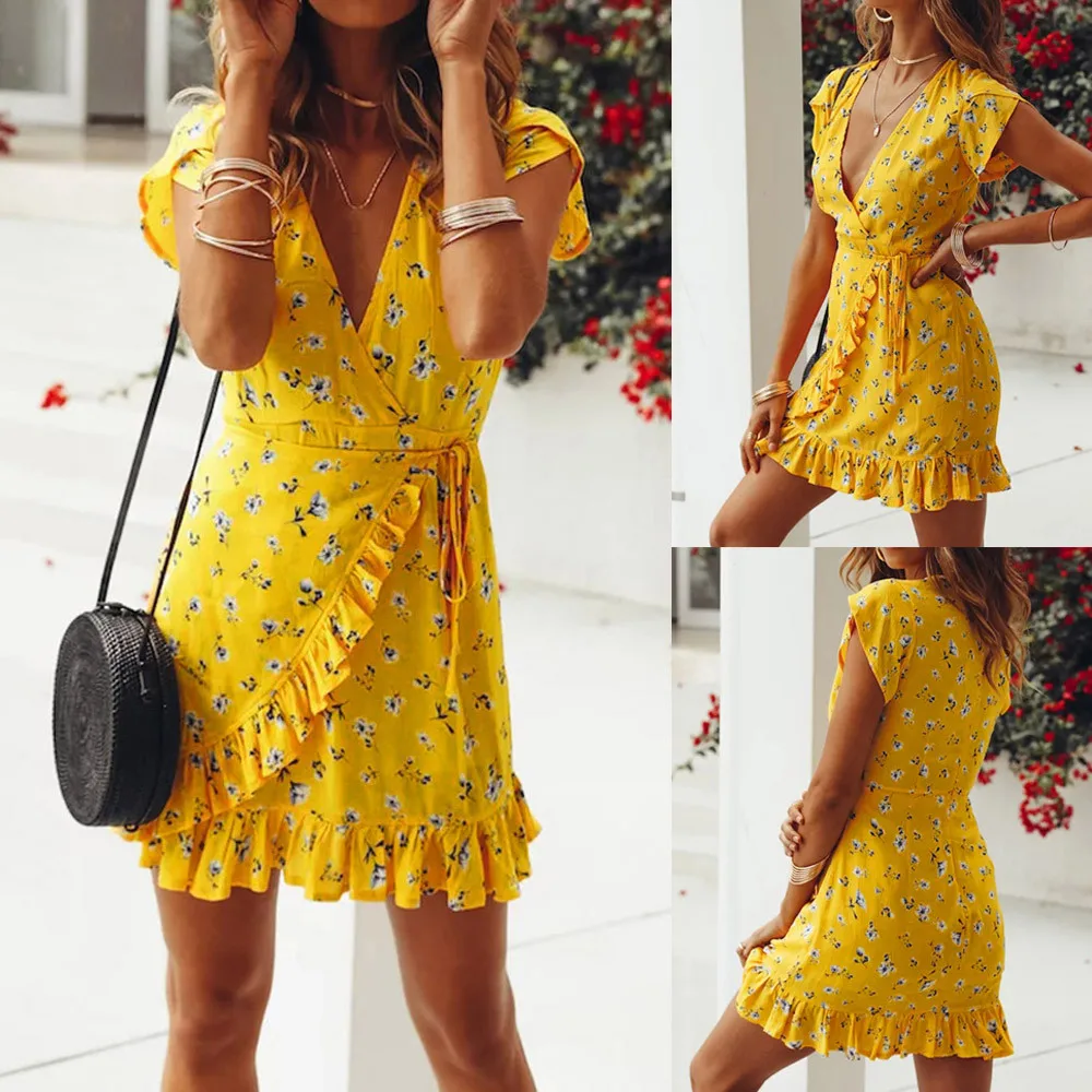 

Dress Top 2019 Summer Women Boho Long Evening Party Casual Beach Dress Sundress