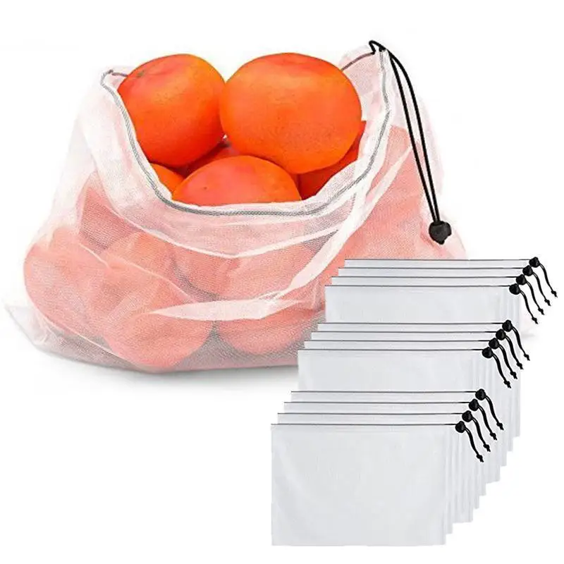 

1pcs Nylon Mesh Kitchen Fruit Vegetable Storage Bag Black Rope Mesh Bags Reusable Shopping Grocery Pouch Produce Bag Organizer