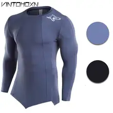 Для Мужчин Тренировки Тренажерный Зал Фитнес Топ длинная футболка спорт бег Йога обучение быстросохнущие компрессионные тренировочные мышцв, Бодибилдинг Рубашка M1861
