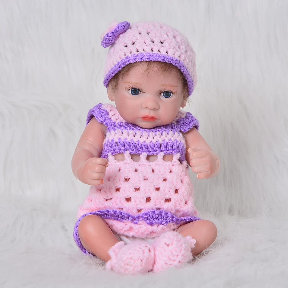 

Realistic 11'' Babies Reborn Dolls Full Silicone vinyl Body Mini Baby Toys Alive Peanut Girl Gifts Kids Playmate Newborn Doll