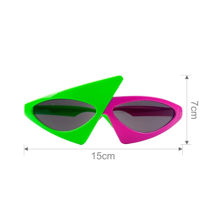 PATIMATE Новинка Зеленый Розовый контраст забавные очки Roy paddy очки хип-хоп Асимметричные треугольные очки вечерние украшения