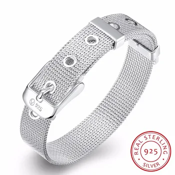 

Lekani Fashionable Belt Design Pure 925 Sterling Silver Fine Jewelry Bracelet Top Quality 10mm Watch Chain For Woman Man Gift