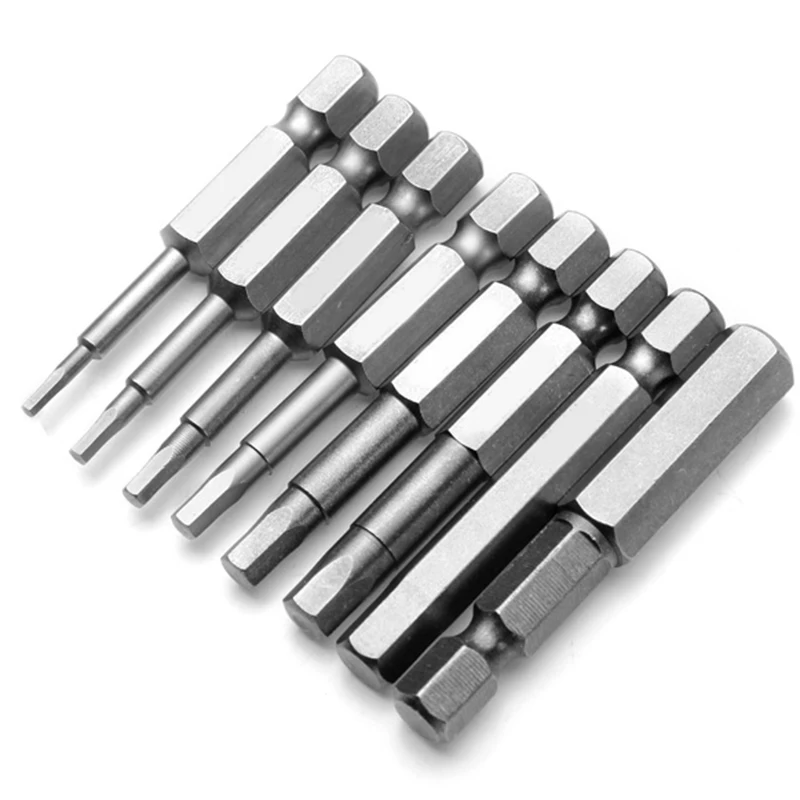 8pcs Magnetic Hexagon Screwdriver Bit S2 Steel 1/4 Inch Hex Shank  Screw Drivers Set 50mm Length H1.5-H8