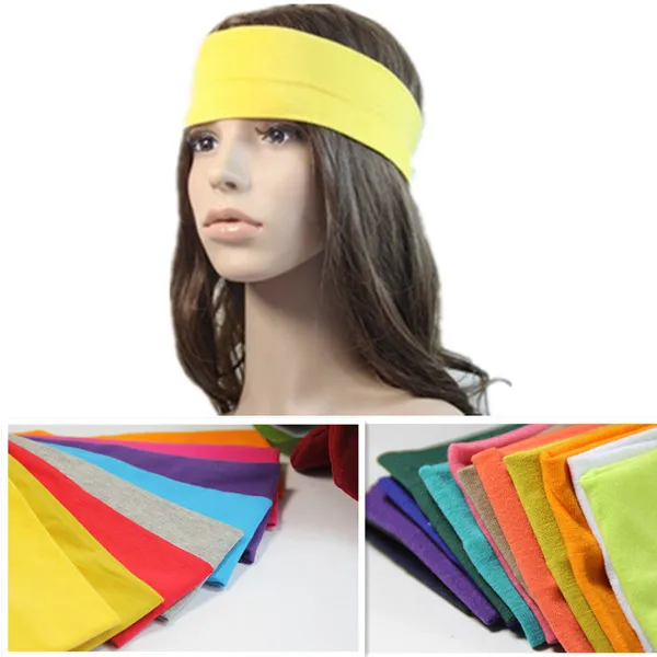 2 Pcs/lot Hotsale Quality Candy color Cotton Cloth Fabric Hair bands headband Sweat Absorbing