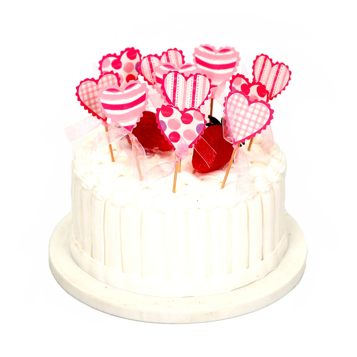 

LIFETALK 24 Pieces Party Cake Supplies Wedding Cake Topper Pink Heart Design Cupcake Picks