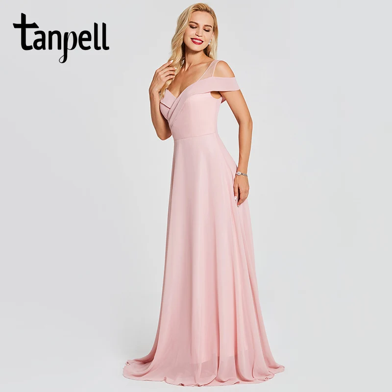Tanpell off the shoulder evening dress pink sleeveless