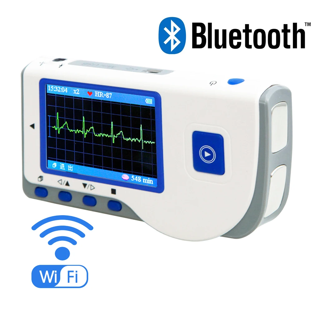 

[Bluetooth] Handheld continous ECG Heart Monitor, Portable Chest Limb Hand EKG with Lead Wire,results heat rate measurement