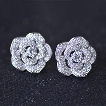 Bilincolor модная кристально чистая Роза цветок циркония люкс Свадебная Женская Сережка-гвоздик для вечерние