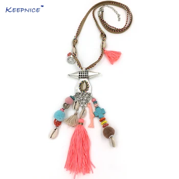 

New fashion handmade creative tassel pendents necklace unique boho Bohemia long Necklaces