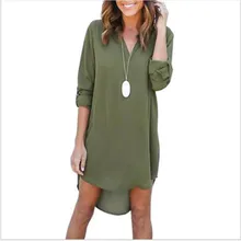High Quality Dresses 2017 Fashion Women Casual Loose Plus Size Elegant Dress Long Sleeve Irregular Chiffon Dress Vestidos