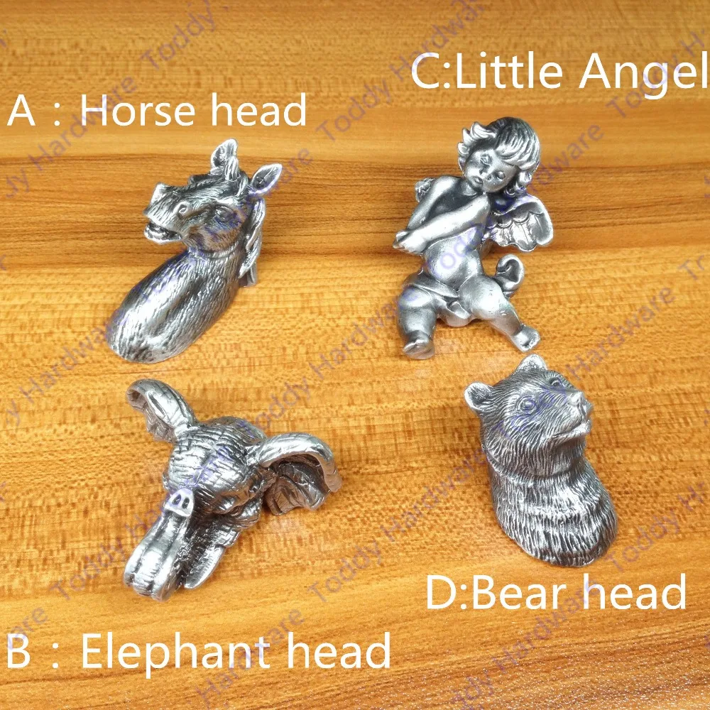

New classical European contracted style simple cupboard door drawer knobs ancient silver furniture handle horse/bear pulls