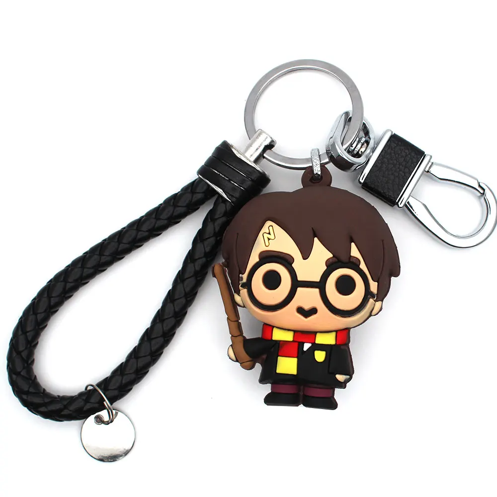 

Harri Potter Magic Wand Symbol PVC Handmade Toy Doll Pendant+Keychain+Leather Rope Strap Ornament Cosplay Collection Gift Cool