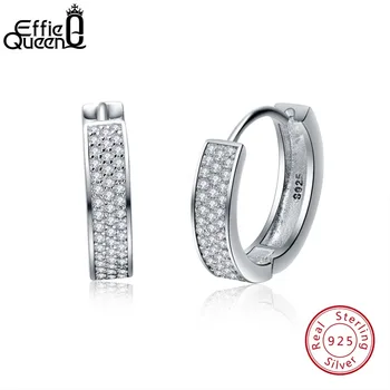 

Effie Queen Round Small Hoop 925 Sterling Silver Wedding Anniversary Jewelry For Women Fashion Party Gift BE60