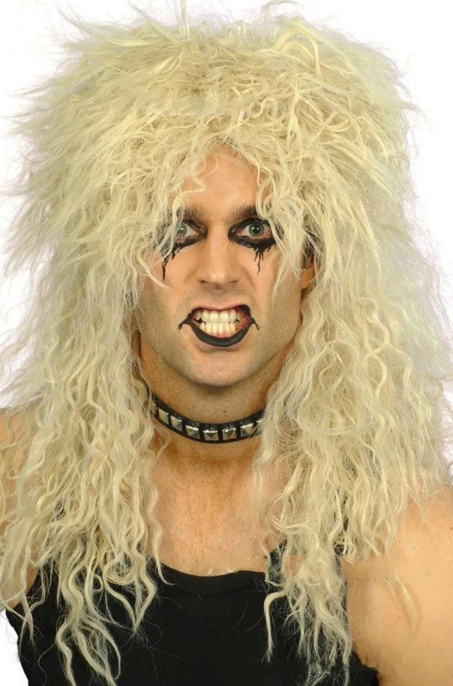 70s 80s Halloween Party Costumes Rocking Men Curly Synthetic Hair Punk Metal Rocker Disco Mullet Cosplay Hair - Цвет: Бежевый