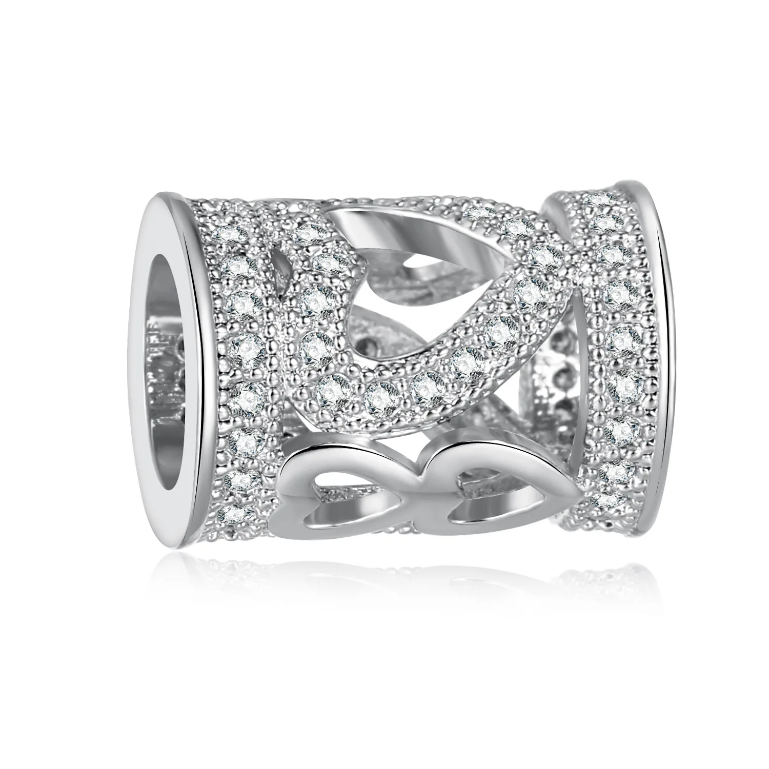 Authentic 925 Sterling Silver Vintage Clear CZ Letter Beads Fit Charm 