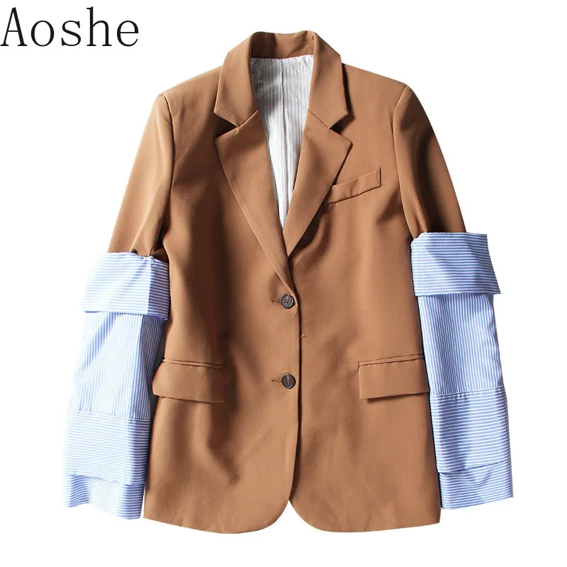 

Female Designer Removable Stripe Sleeve Suit Outerwear Elastic Dress Suit