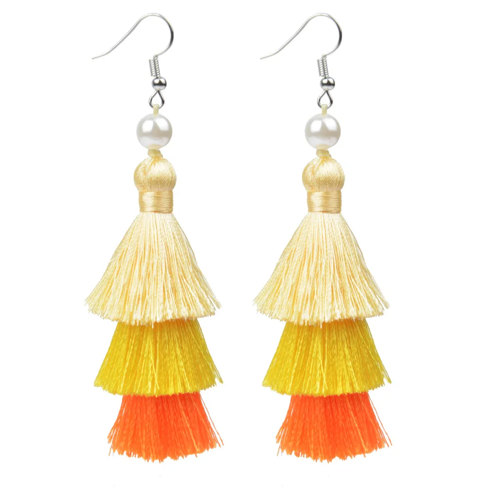 

LFPU Tree Shaped Tassel Earrings Drop Imitation Pearl Velvet Long Earring Jewelry For Women Boho