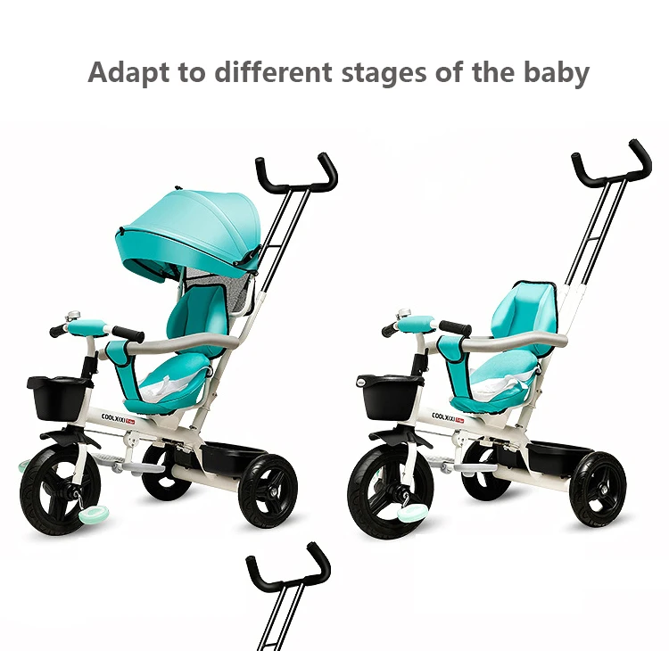 Infant Shining Baby Tricycle Ride on Toys 4 In 1 Three Wheels Stroller Children Bike Seat Multi-function for 1-6Y Children