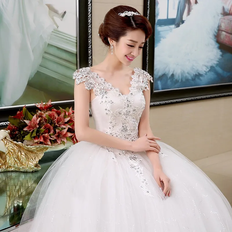 LAMYA Sexy V-Neck Princess Wedding Dresses Vestidos De Novia Cheap Flower Bridal Gown Customized Ball Gown Vestidos De Novia bridal gowns