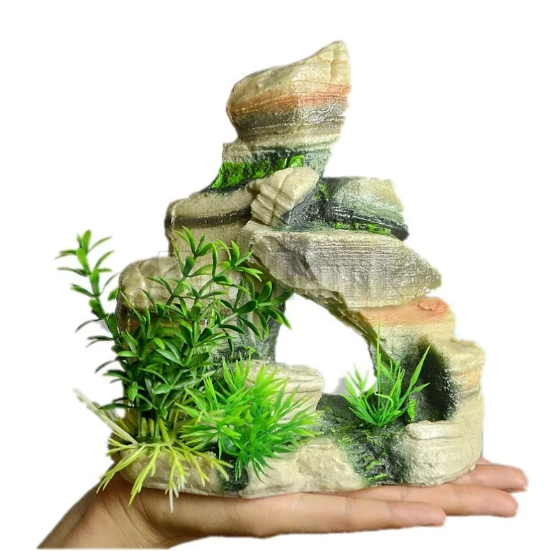 Mr.Tank аквариум Rockery горный вид Горный пейзаж украшения Искусственный каменный