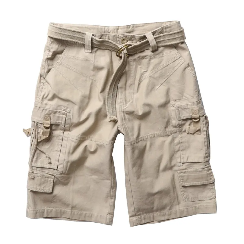 Летние хлопковые мужские шорты-Карго повседневные военные тактические шорты с карманами бермуды Masculina - Цвет: Without Belt
